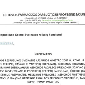 Kreipimasis į Seimo sveikatos reikalų komitetą